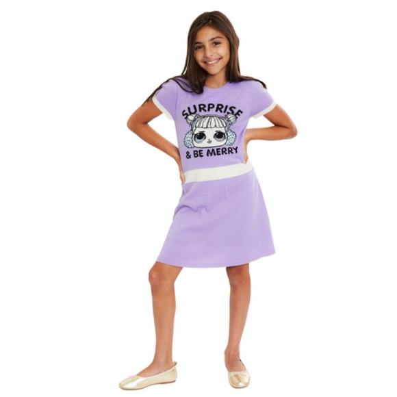 L.O.L Surprise! Girls size S 6-6X Sweater Dress Color: Purple NWT - Picture 1 of 5